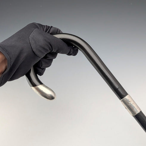 1919年 英国アンティーク 紳士用 曲がりハンドル 純銀装飾 ステッキ 杖 91cm Henry Tracy&Sons